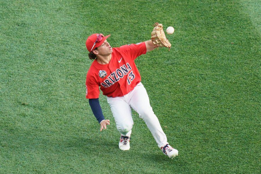 OMAHA, NE - JUNE 19: Arizona against Vanderbilt during the Division I Baseball Championship held at TD Ameritrade Park on June 19, 2021 in Omaha, Nebraska. (Photo by Mark Kuhlmann/NCAA Photos)